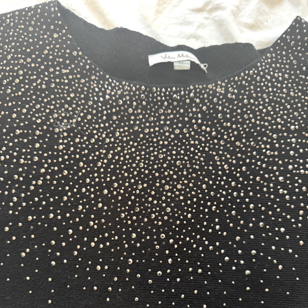 Vila Milano Black Sweater with Crystal decorated neckline! Size M
